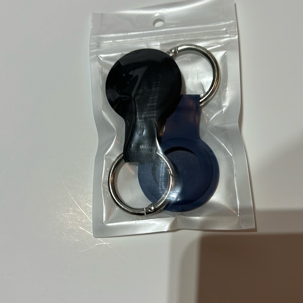 2 pack Linsaner Compatible with AirTag Case Keychain Air Tag Holder Black+Blue